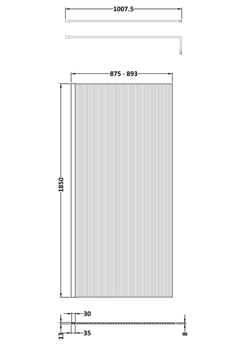 900mm_x_1850mm_Fluted_Wetroom_Screen_Including_BAR_-_Dimensions