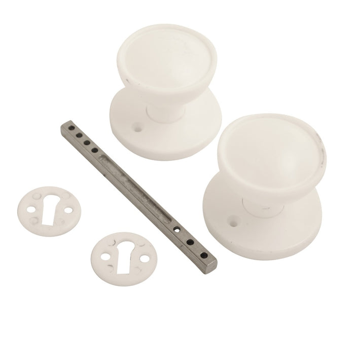 Rim/Mortice Knob Set White