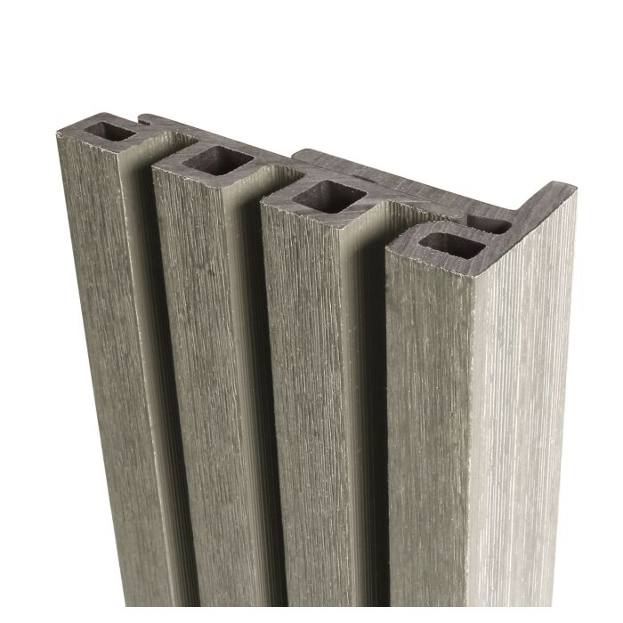 Silver Birch Slatted Composite Cladding End Trim 75mm (3.6m Length)
