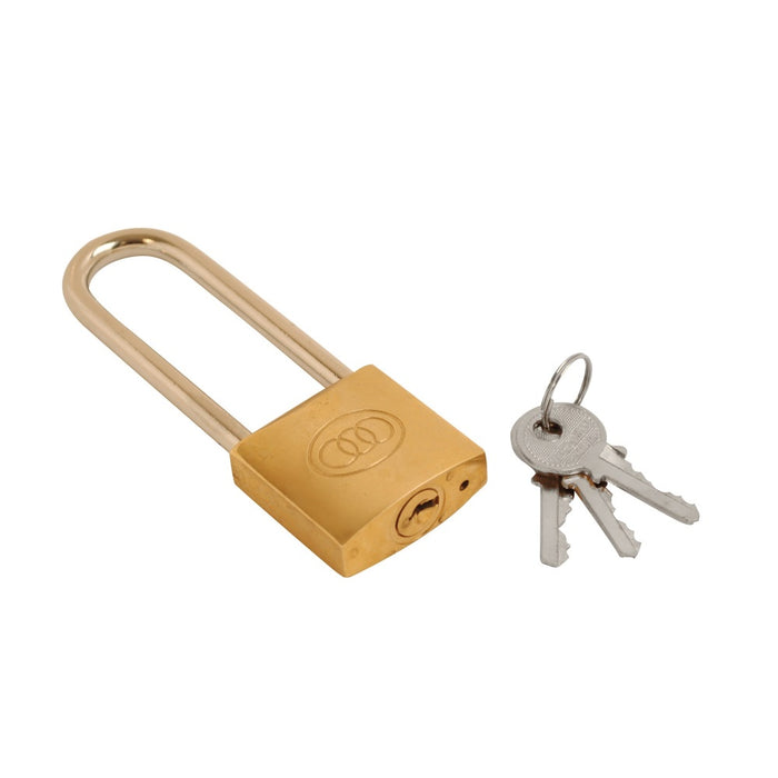 Tri-Circle Padlock Brass Long Shackle