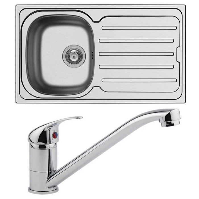 Arley Pro 860 x 500mm Single Bowl Stainless Steel Inset Sink & Tap Pack