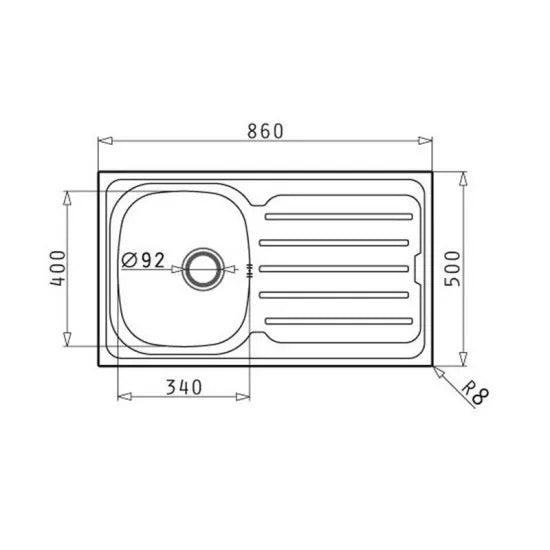 Arley Pro 860 x 500mm Single Bowl Stainless Steel Inset Sink & Tap Pack