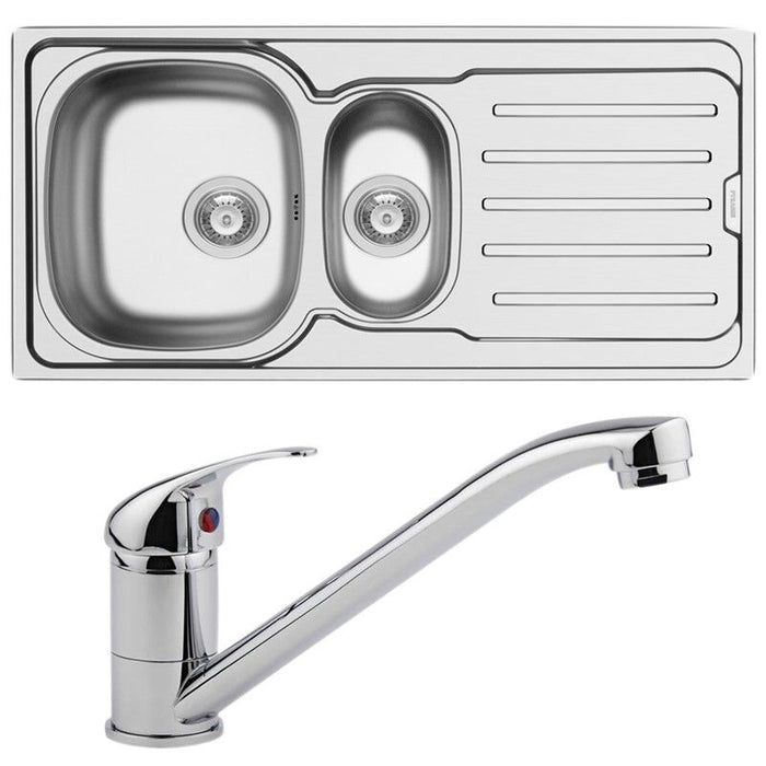 Arley Pro 1000 x 500mm 1.5 Bowl Stainless Steel Inset Sink & Tap Pack