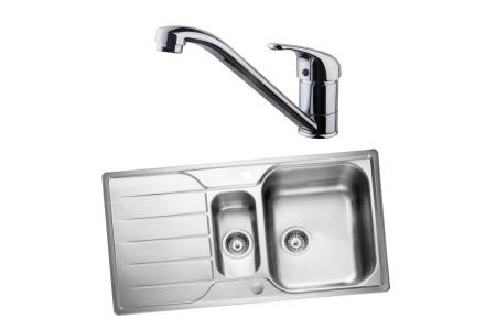 Albion 1.5 Bowl Inset Sink and Corte Monobloc Sink Mixer Chrome Pack