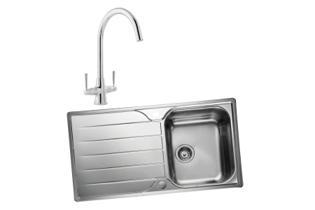 Albion Single Bowl Inset Sink and Talence Monobloc Sink Mixer Chrome Pack