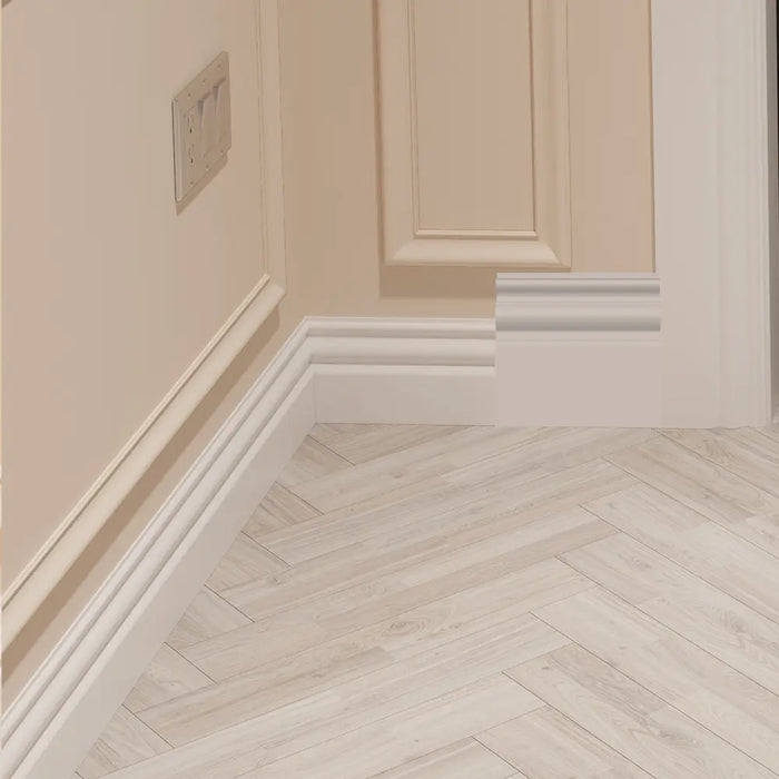 Primed Regency MDF Skirting Board Cover