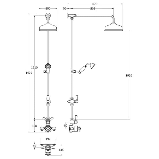 Old London Exposed Chrome Traditional Thermostatic Shower Kit With Head and Handset