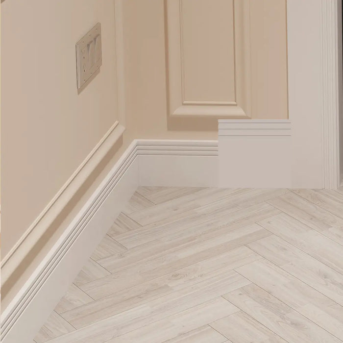 Unprimed Groove III MDF Skirting Board Cover