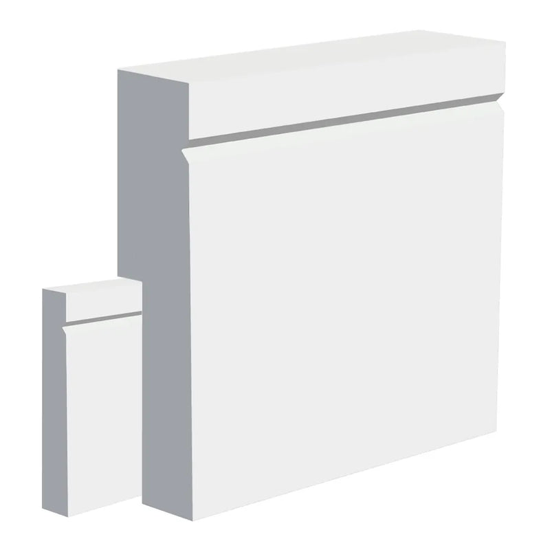 Primed Square V-Groove MDF Skirting Board Cover