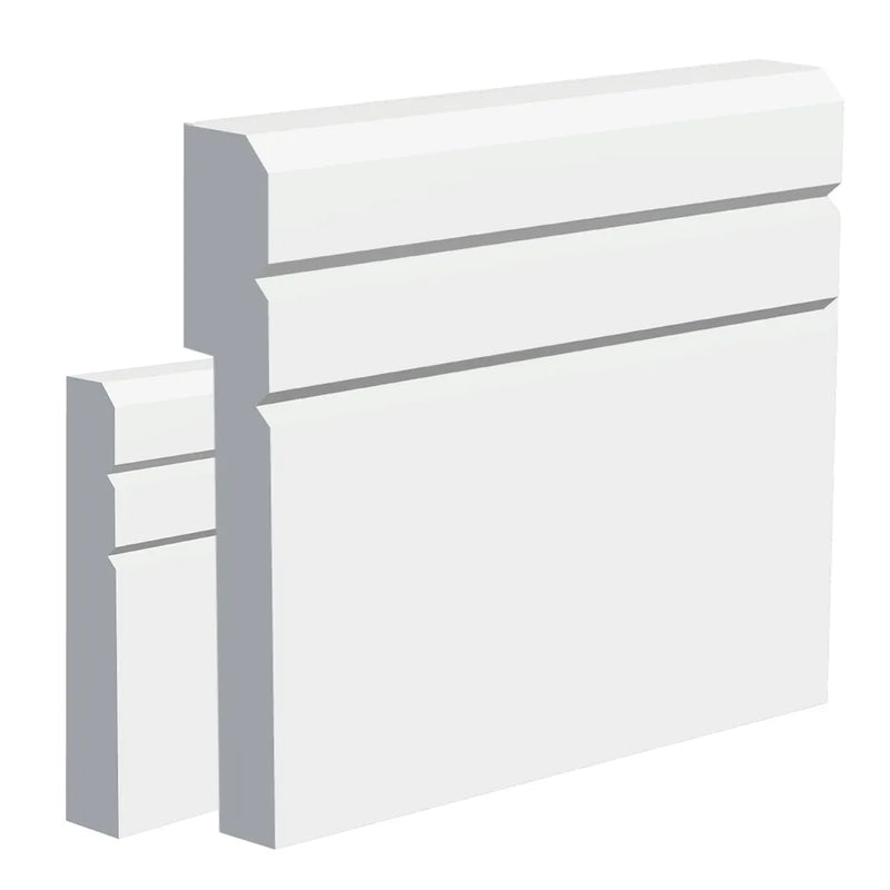 Primed V-Groove II MDF Skirting Board Cover