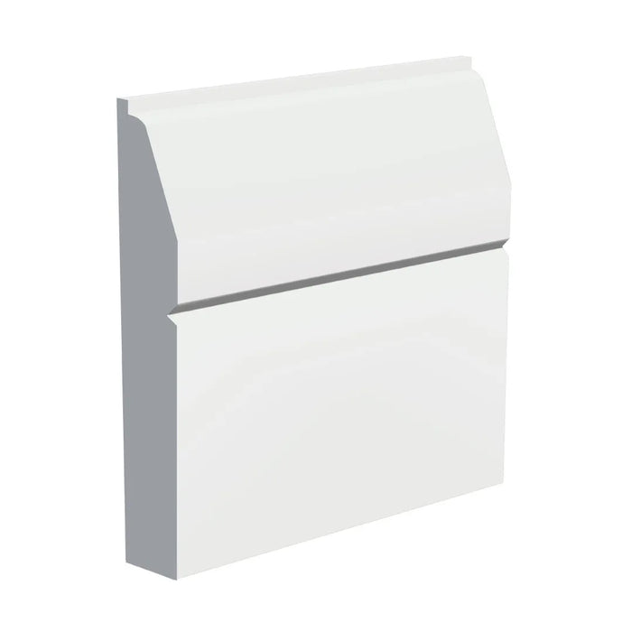 70mm Long Chamfered V-Groov MDF Skirting Board - Primed or Unprimed