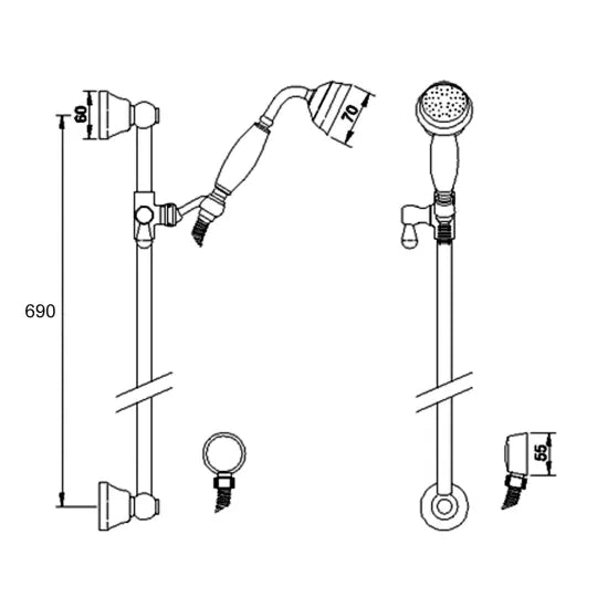 Old London Chrome Shower Slider Rail Kit