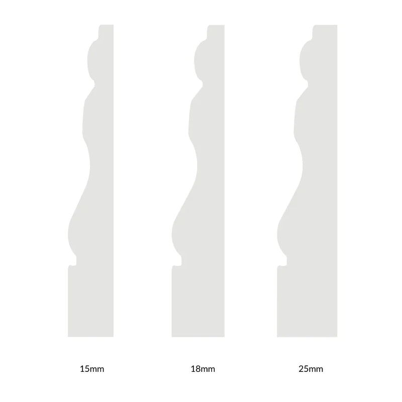 250mm Kensington MDF Skirting Board Profile - Primed or Unprimed