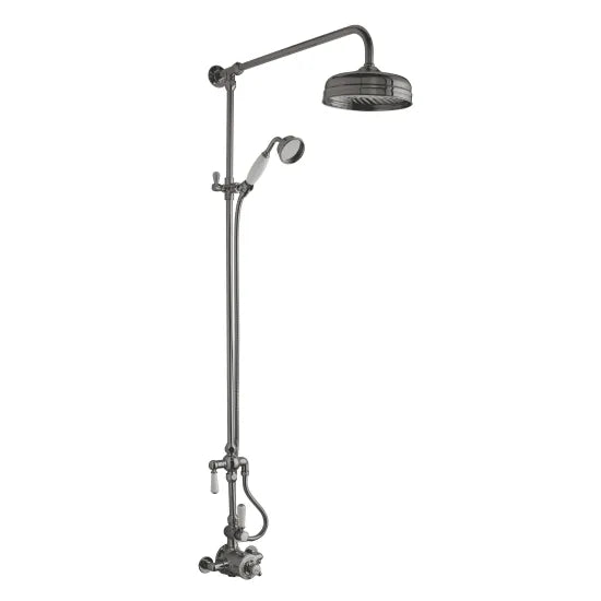 Old London Brushed Pewter Traditional Shower Kit With Head and Handset
