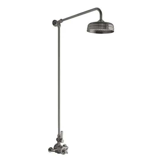 Old London Brushed Pewter Traditional Thermostatic Shower Kit With Fixed Head