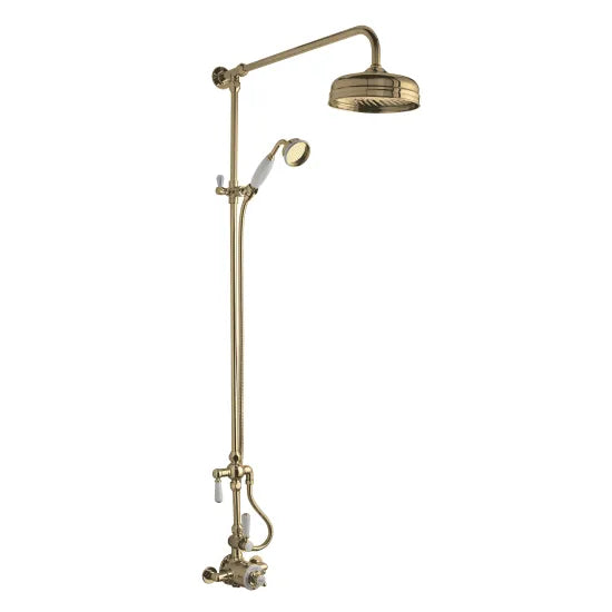 Old London Exposed Valve Sets Traditional Brushed Brass Wall Mounted Manual Shower Kit