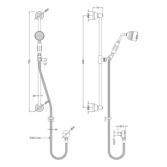 Brushed Brass Slider Rail Kit