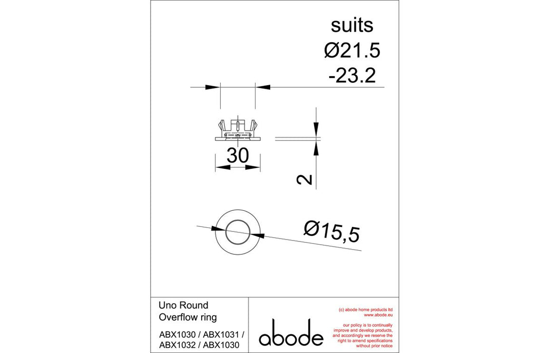 Abode Uno Basin Overflow Ring - Antique Brass