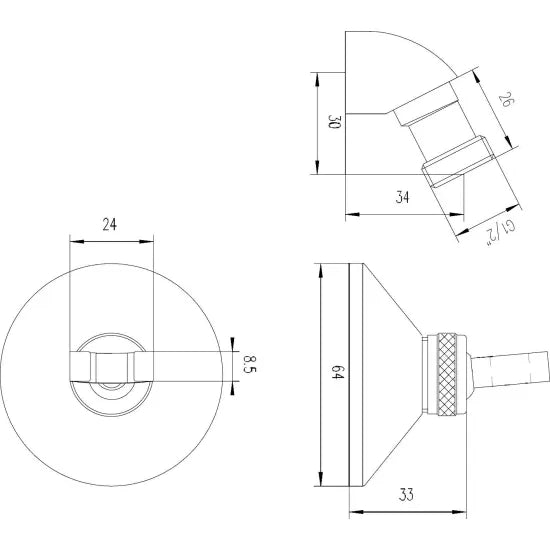 Arley Pro Chrome Wall Bracket & Elbow