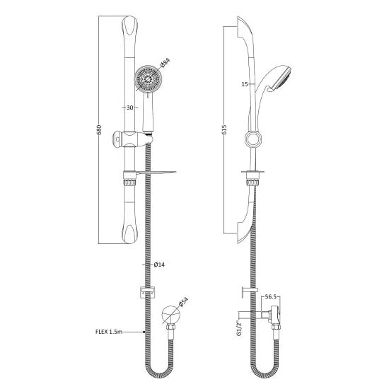 Arley Pro Chrome Shower Slide Rail Kit