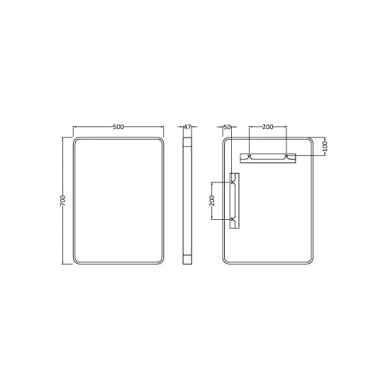 Arley Pro 500mm Brushed Brass Rectangular Recessed Bathroom Mirror