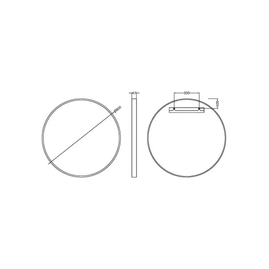 Arley Pro 800mm Matt Black Round Recessed Bathroom Mirror