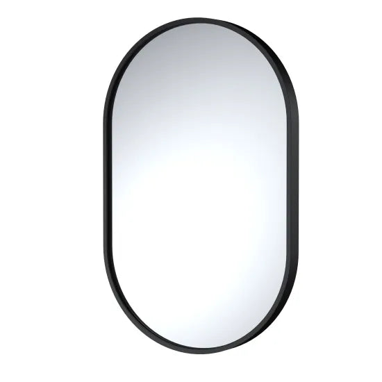 Arley Pro 500mm Matt Black Oval Recessed Bathroom Mirror