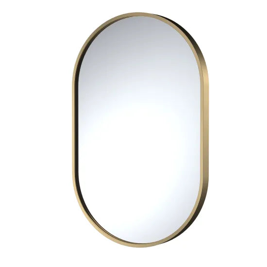 Arley Pro 500mm Brushed Brass Oval Recessed Bathroom Mirror