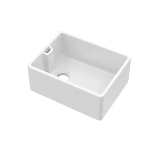 Arley Pro 595mm x 455mm x 254mm Fireclay Single Bowl Belfast Sink With Offset Waste And Weir Overflow