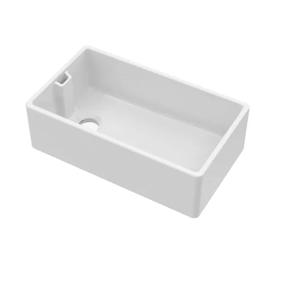 Arley Pro 795mm x 460mm x 245mm Fireclay White Single Bowl Belfast Sink With Offset Waste And Weir Overflow