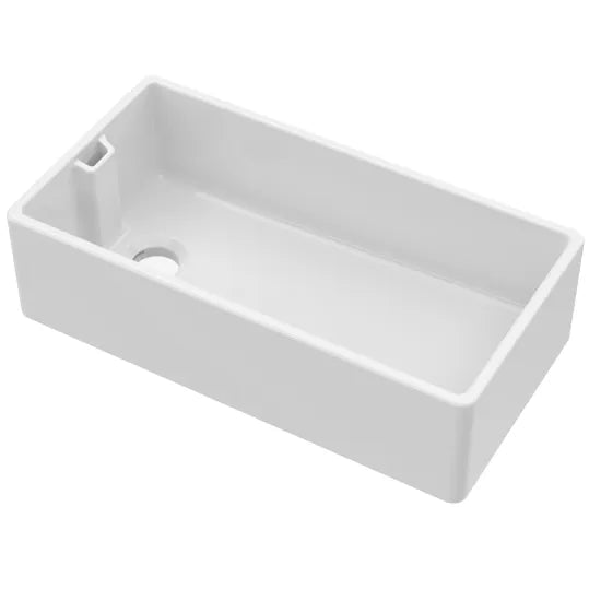 Arley Pro 895mm x 460mm x 245mm Fireclay White Single Bowl Belfast Sink With Offset Waste And Weir Overflow