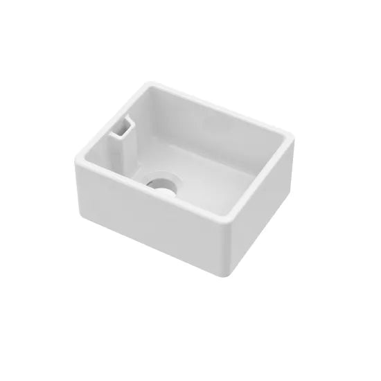 Arley Pro 460mm x 380mm x 205mm Fireclay White Single Bowl Belfast Sink With Offset Waste And Weir Overflow