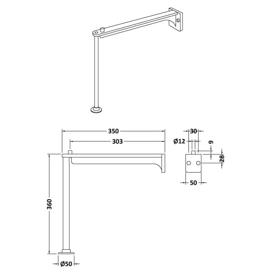 Arley Pro Brushed Steel Cleaner Sink Leg Set and Wall Bracket (Pair)