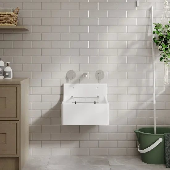 Arley Pro 455mm x 362mm x 396mm Fireclay White Single Bowl Traditional Cleaner Sink With Grid