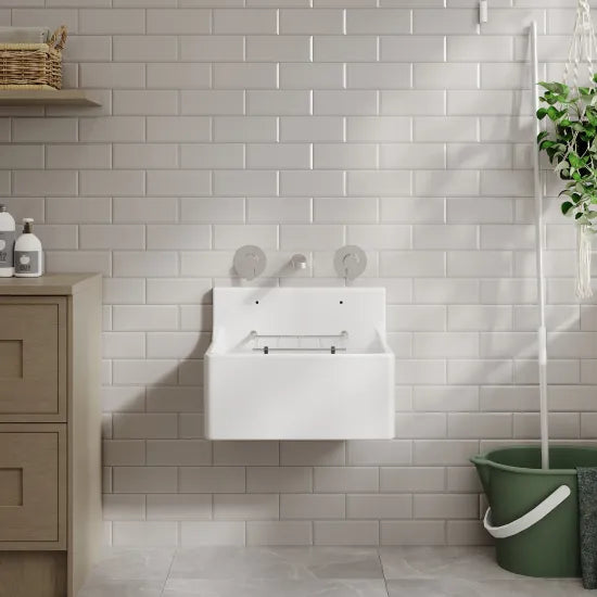 Arley Pro 515mm x 382mm x 393mm Fireclay White Single Bowl Traditional Cleaner Sink With Grid