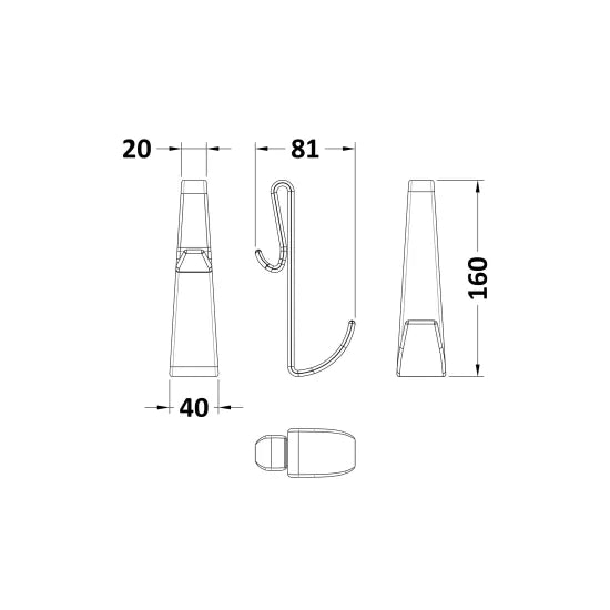 Synergy Vodas 8 Black Enclosure Hook For Frameless Enclosures