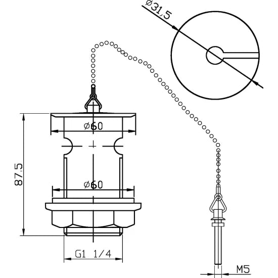 Arley Pro Chrome Plug With Chain Basin Waste