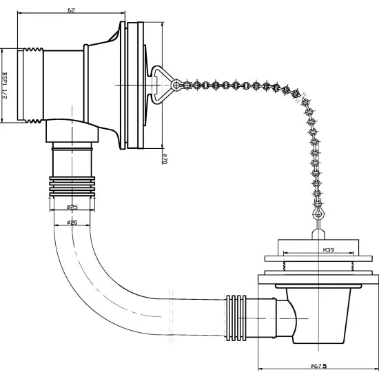 Arley Pro Chrome Plug With Chain Bath Waste