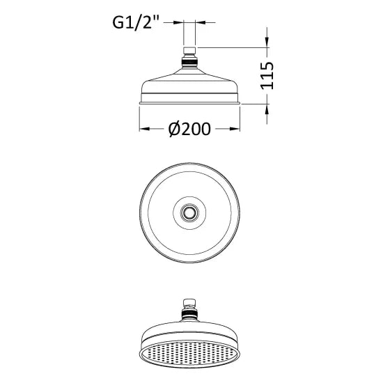 Arley Pro 8'' Chrome Apron Fixed Shower Head