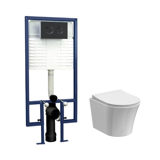 Arley Pro 5in1 Round Wall Hung Pan Frame Pack  Push Button