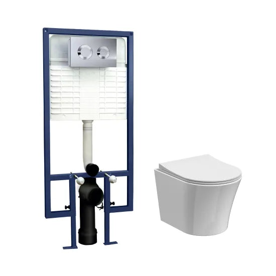 Arley Pro 5in1 Round Wall Hung Pan Frame Pack  Push Button