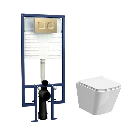 Arley Pro 5in1 Square Wall Hung Pan Frame Pack  Push Button