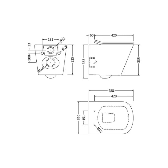 Arley Pro 5in1 Square Wall Hung Pan Frame Pack  Push Button