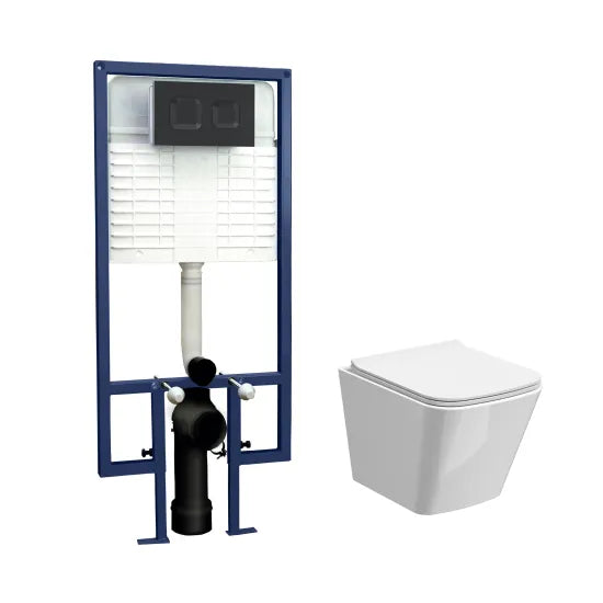 Arley Pro 5in1 Square Wall Hung Pan Frame Pack  Push Button