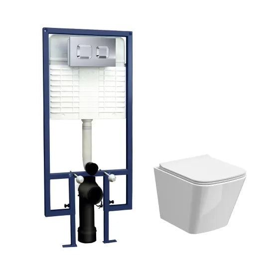 Arley Pro 5in1 Square Wall Hung Pan Frame Pack  Push Button