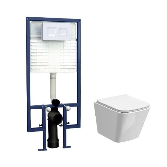 Arley Pro 5in1 Square Wall Hung Pan Frame Pack  Push Button