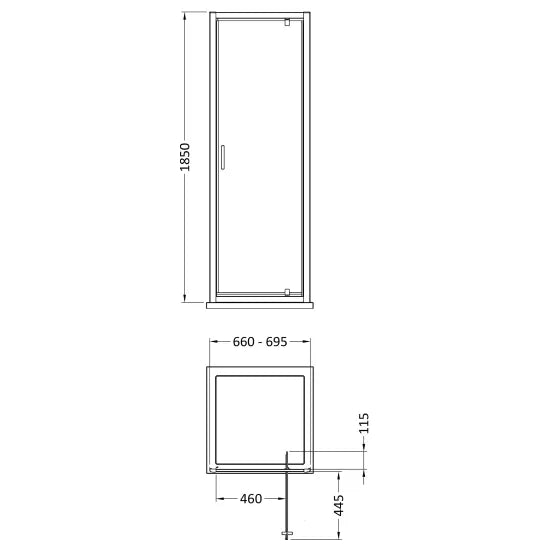 Arley Pro Ralus 5 700mm Chrome Pivot Door