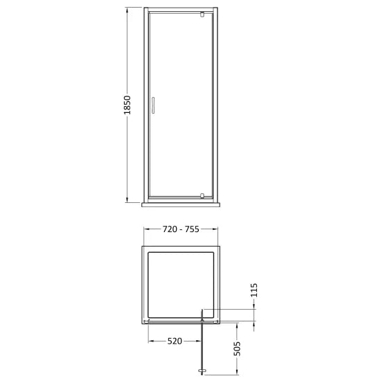 Arley Pro Ralus 5 760mm Chrome Pivot Door