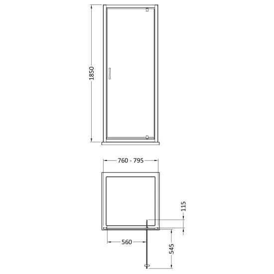 Arley Pro Ralus 5 800mm Chrome Pivot Door