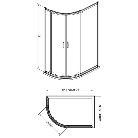 Arley Pro Ralus 5 1200 x 900mm Chrome Offset Quadrant Shower Enclosure